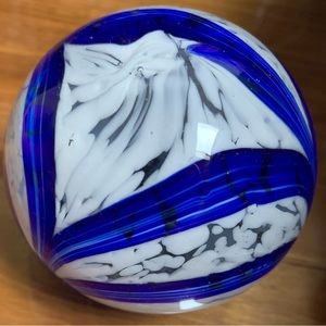 Elwood Indiana Blue Glass Paper Weight